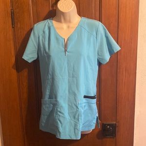 Teal blue scrubs top size XSmall with zipper in front